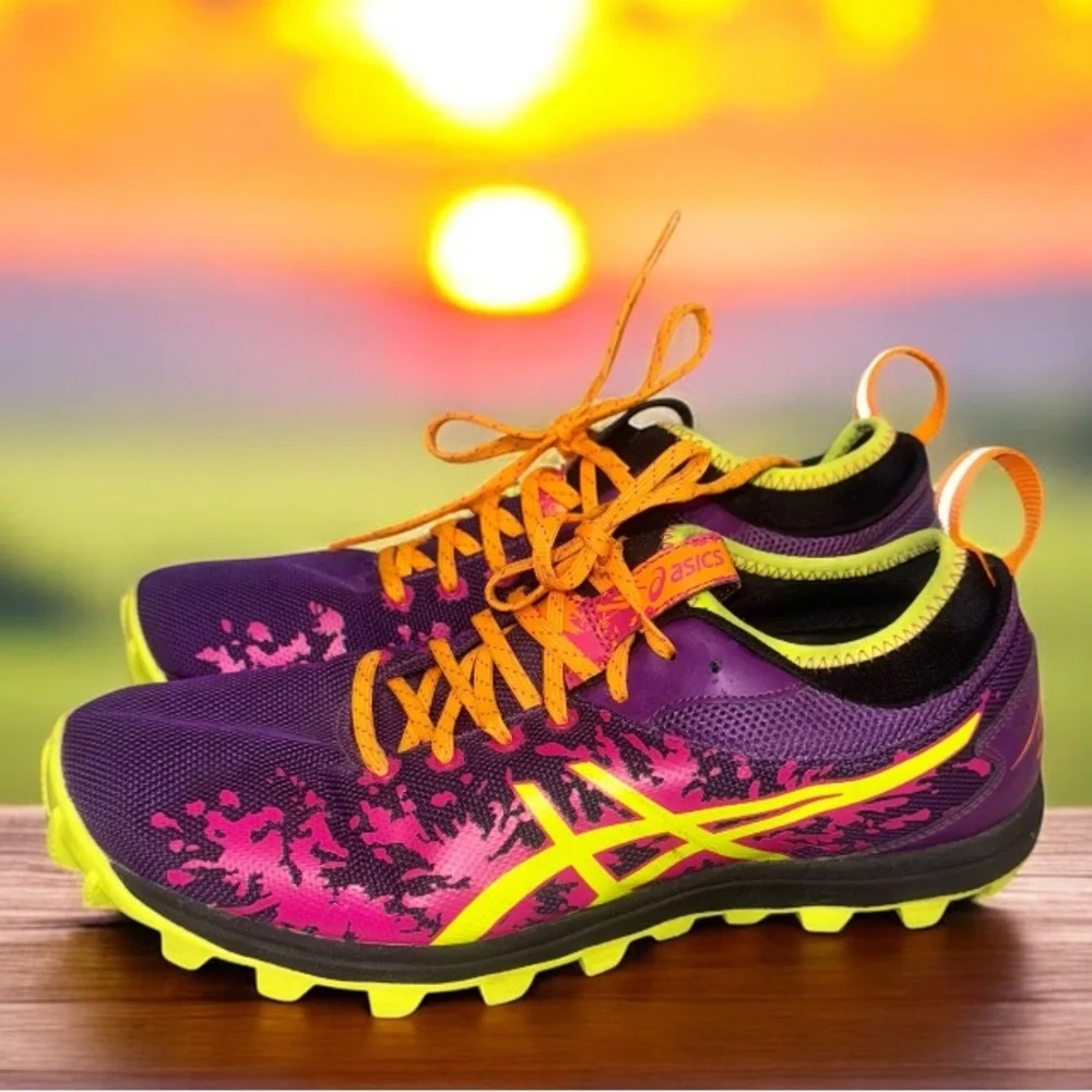 Asics Purple Pink Yellow Orange Trail Running Shoes